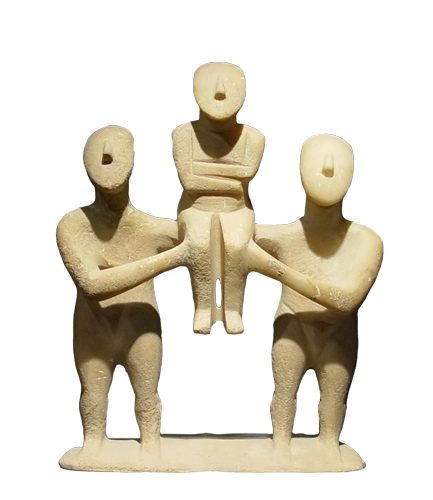 cycladic group of three figurines