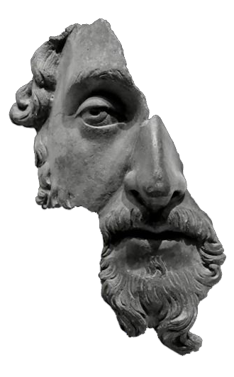 the broken face from a stoic statue